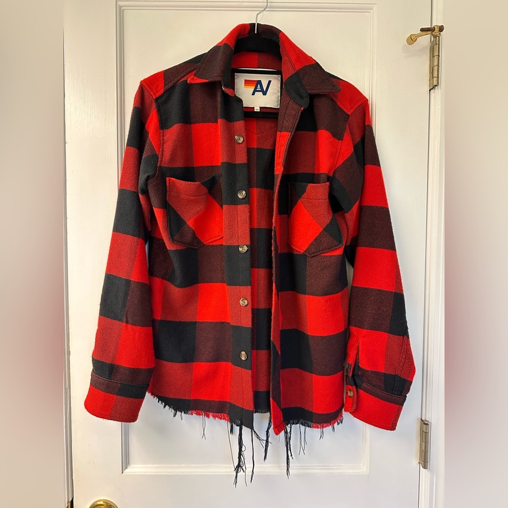 Aviator nation buffalo plaid flannel shirt in red and black size xs